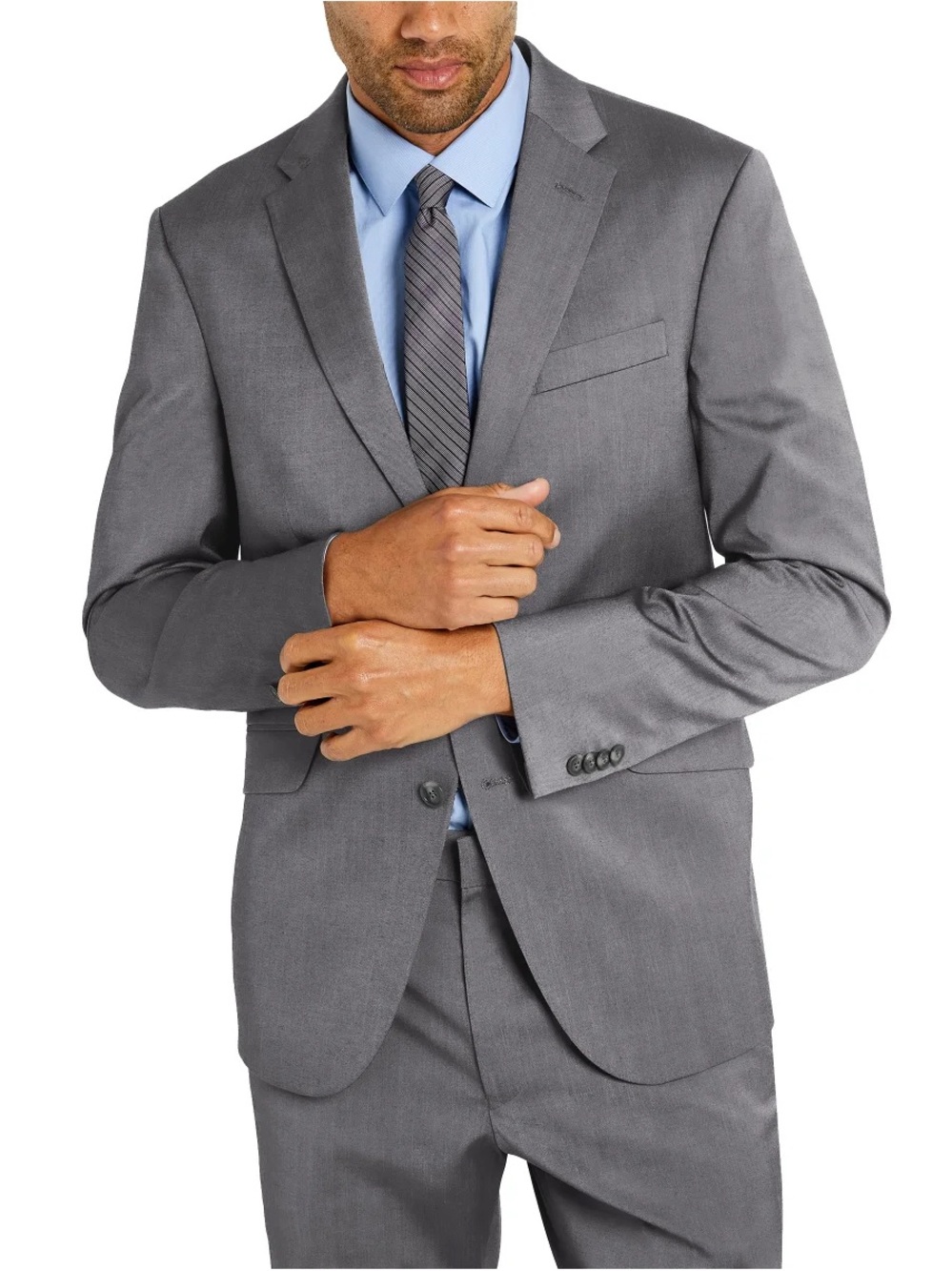 Kenneth Cole Reaction Men's Gray Two-Piece Suit:Blazer 40L & Pants 34W/34L
